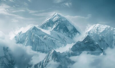 Obraz premium Snow-covered mountain background with ice caps