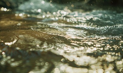 Fototapeta premium Water surface casting intricate caustic patterns