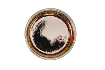 Cola soda in plastic cup isolated on white background.