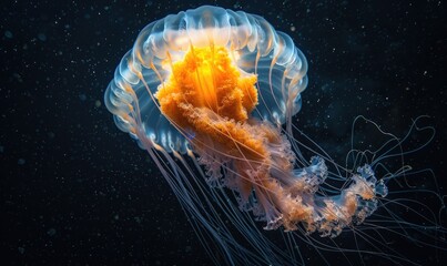 Fototapeta premium Behemoth jellyfish pulsating, nature background