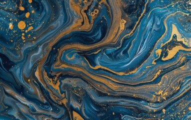 Swirling blues and golds in an abstract, marbled texture.