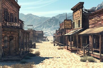 Fototapeta premium A deserted frontier town from the Wild West era