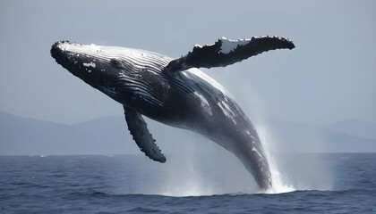 A majestic humpback whale breaching in the open oc upscaled_2