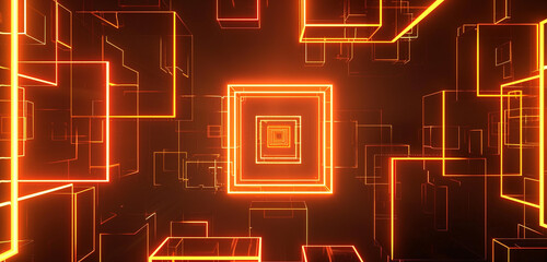 Amber squares with pulsating energy for high-tech innovation events.