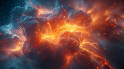 Fototapeta premium A breathtaking spectacle of neural fireworks erupting from the depths of a human brain, each burst representing a new frontier of knowledge and creativity