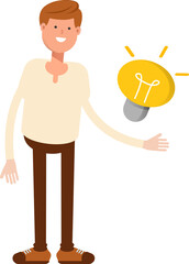 Man Character and Light Bulb
