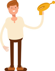Man Character Holding Space Gun
