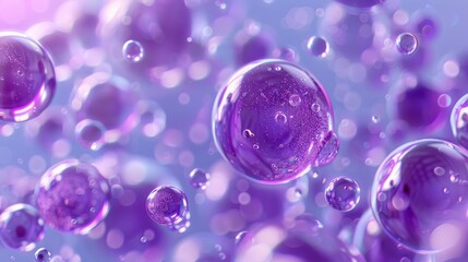 Abstract purple and pink bubbles float serenely, perfect for beauty and skincare backdrop
