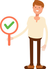 Man Character Showing Check Mark
