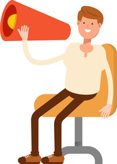 Man Character and Megaphone
