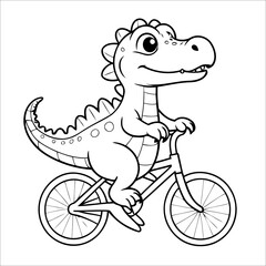 Vector illustration of cute Alligator coloring page for kids