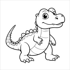 Vector illustration of cute Alligator coloring page for kids