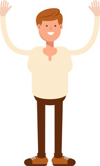 Man Character Raising Hands
