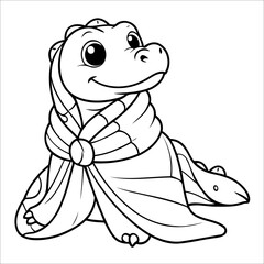 Vector illustration of cute Alligator coloring page for kids