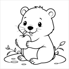 Vector illustration of cute Beaver coloring page for kids