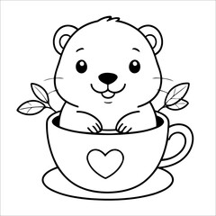 Vector illustration of cute Beaver coloring page for kids