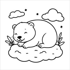 Vector illustration of cute Beaver coloring page for kids