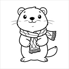 Vector illustration of cute Beaver coloring page for kids
