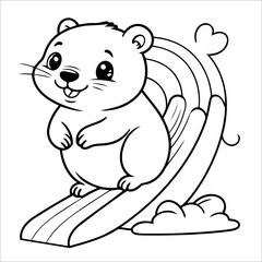 Vector illustration of cute Beaver coloring page for kids