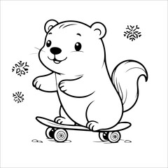 Vector illustration of cute Beaver coloring page for kids