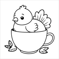 Vector illustration of cute Chicken coloring page for kids