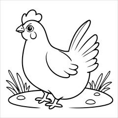 Vector illustration of cute Chicken coloring page for kids