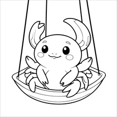Vector illustration of cute Crab coloring page for kids