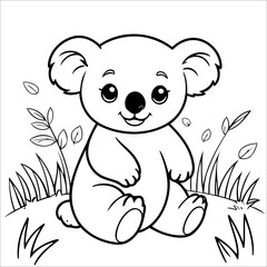 Vector illustration of cute Koala coloring page for kids