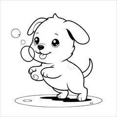 Vector illustration of cute Puppy coloring page for kids