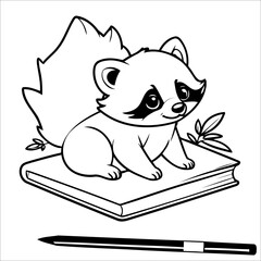 Vector illustration of cute Raccoon coloring page for kids