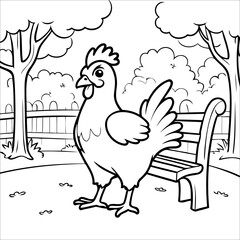 Vector illustration of cute Rooster coloring page for kids