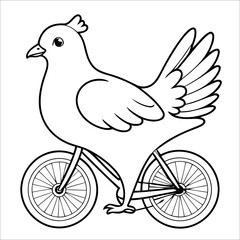 Vector illustration of cute Pigeon coloring page for kids