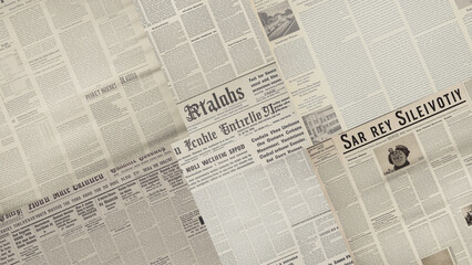 Obraz premium background of old yellowed sheets of paper newspapers