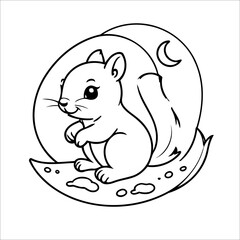 Vector illustration of cute Squirrel coloring page for kids