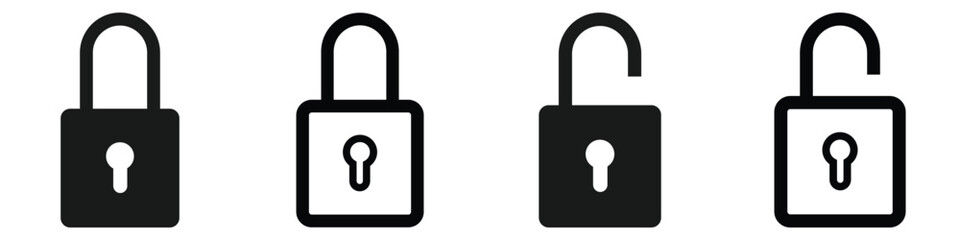 Locks icons set. Locked and unlocked vector icon set. Lock symbol isolated on white background. Padlock symbol. Privacy symbol vector illustration. eps 10