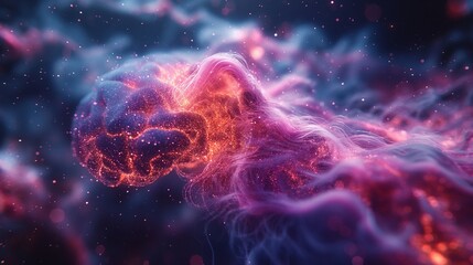 A symphony of neural activity erupting within the confines of a human brain, manifesting as a breathtaking explosion of creativity and insight