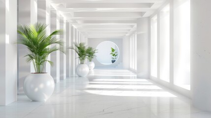 3D White Interior Background hyper realistic 