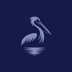 Pelican silhouette logo style illustration