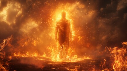 Fototapeta premium The electrifying moment when a human mind breaks free from the shackles of convention, igniting a blaze of creativity that lights up the entire cosmos