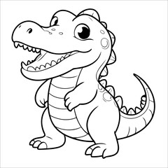 Vector illustration of cute Alligator coloring page for kids