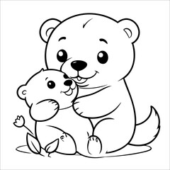 Vector illustration of cute Bear coloring page for kids