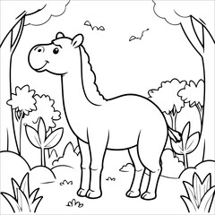 Vector illustration of cute Camel coloring page for kids