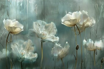 Depicting a  picture of flowers with some drips, high quality, high resolution