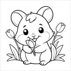 Vector illustration of cute Hamster coloring page for kids