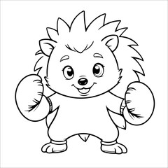 Vector illustration of cute Hedgehog coloring page for kids