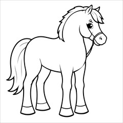 Vector illustration of cute Horse coloring page for kids