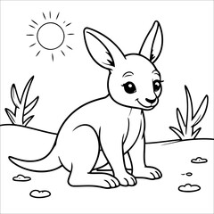 Vector illustration of cute Kangaroo coloring page for kids