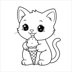 Vector illustration of cute Kitten coloring page for kids