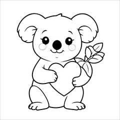 Vector illustration of cute Koala coloring page for kids