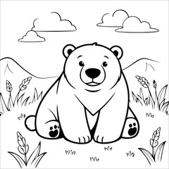Vector illustration of cute Polarbear coloring page for kids